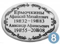 8. Овальные  металлические и керамические изделия. надпись в орнаменте 9 х 12, 13х18:  металл  750=00,  керамика  750=00